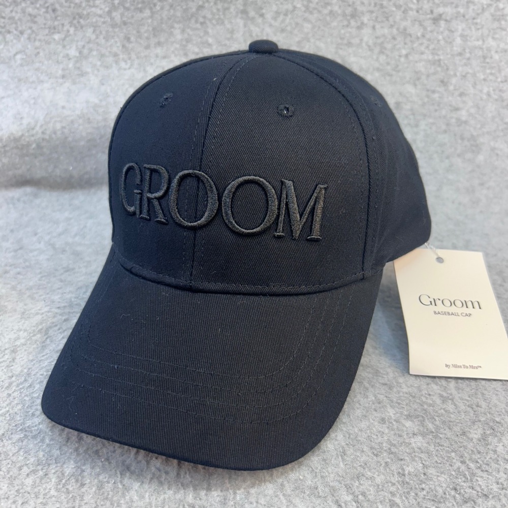 Groom Embroidered Mens Black Miss To Mrs Baseball Cap Adjustable Wedding OSFM